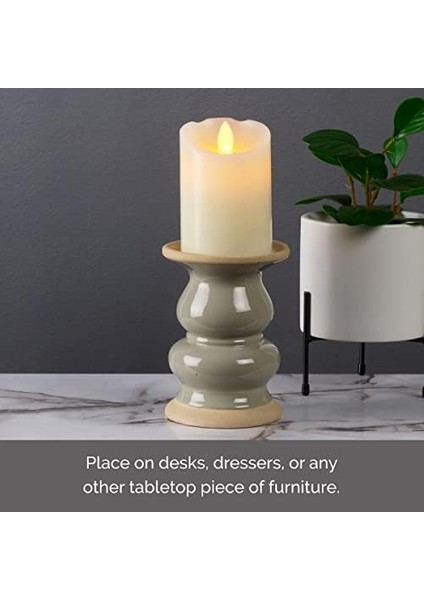 4.13X4.13X5.71 Inç Gri Seramik Mumluk, Hafif Eskitilmiş Yüzey, 7x7 Inç Alevsiz Veya Sütun Mum ile Kullanım Için modelleri