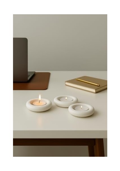 Dekoratif 3&apos;lü Tealight Mumluk Seti – Görünümlü, Modern Tasarım modelleri