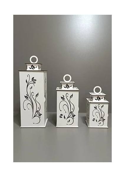 Ahşap Dekoratif Mumluk Beyaz 2