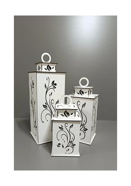 Ahşap Dekoratif Mumluk Beyaz 2 fiyatları