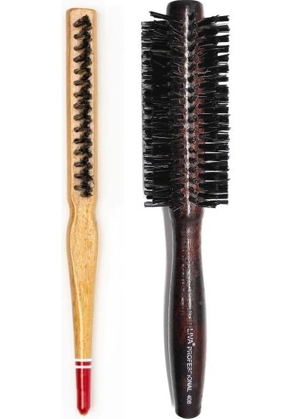 Liva 408& 690 Profesyonel Yanmaz Set Topuz Saç Fırçası-2'li