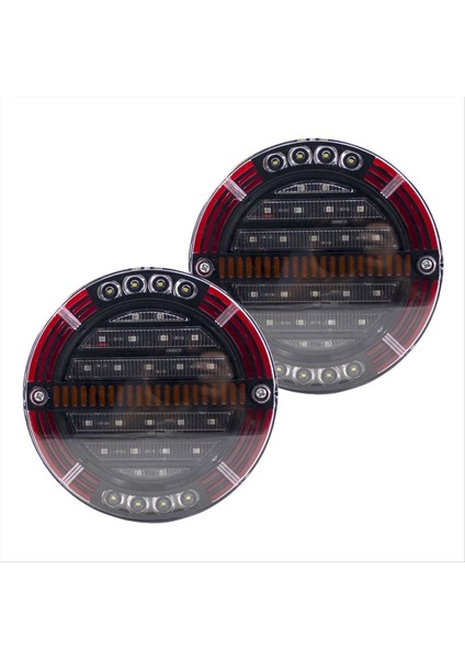 2 Adet Yuvarlak LED Römork Kuyruk Işığı Fren Lambası Drl Akışlı Sinyal Lambası Araba Kamyonu Gemileri Otobüs Teknesi Karavan 12V 24V (Yurt Dışından)