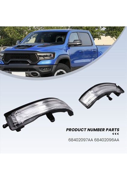 Araba Dikiz Aynası Dönüş Sinyali Işık LED Kapı Aynası Sinyali Işık 68402097AA 68402096AA Dodge Ram 2019-2024 Için (Yurt Dışından) fırsatları