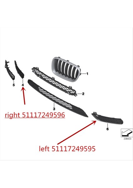 Otomobil Ön Tampon Izgara Ön Havalandırma Alt Grille Sis Faresi Çerçevesi 51117249596 Bmw F25 X3 Için 51117249595 (Yurt Dışından) fiyatları