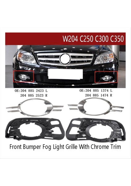 1set Ön Tampon Sis Izgarası Izgara ile Mercedes Için Krom Döşeme ile Benz W204 C250 C300 C350 204852423 2048852523 (Yurt Dışından) indirimleri
