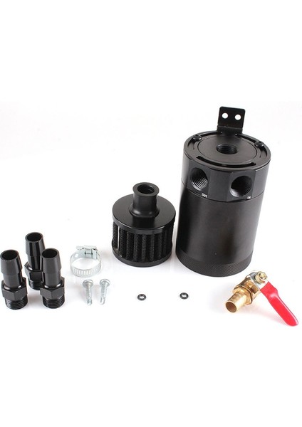 Yağ Ayırıcı Yakalama Kabı Tankı Kiti 2 Portlu 150 ml Alüminyum Yağ Haznesi Tankı Tahliye Vanası Filtresi Araba Yakıt Hattı (Yurt Dışından)