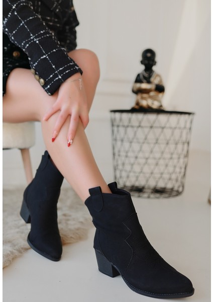 Akver Siyah Nubuk Topuklu Bot - Lisinya fiyatları