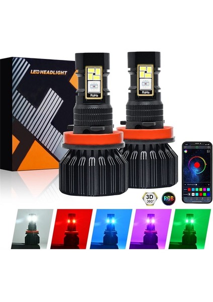 Araba LED Rgb Far Far Uygulaması Bluetooth Uyumlu Kontrol Çok Renk LED Sis Farları Ampuller, H8 H9 H11 (Yurt Dışından) fırsatları