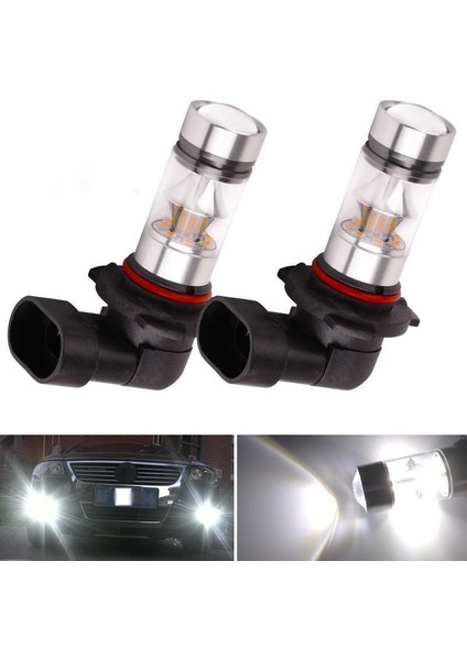 2x 9005 Hb3 6000K 100W 2323 LED Projektör Sis Sürüş Ampulleri Beyaz (Yurt Dışından)