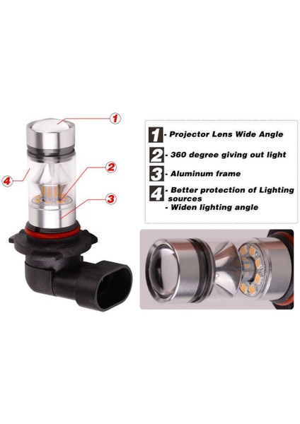 2x 9005 Hb3 6000K 100W 2323 LED Projektör Sis Sürüş Ampulleri Beyaz (Yurt Dışından) fırsatları