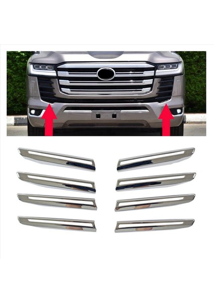 8pcs Gümüş Ön Sis Fark Trim Şeridi Toyota Land Cruiser 2023 LC300 Için Ön Izgara Tamponu (Yurt Dışından) fiyatları