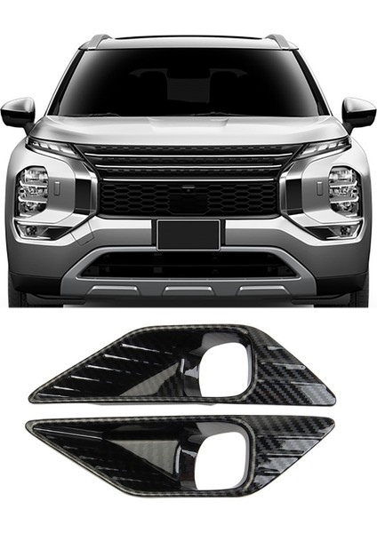 2022 Mitsubishi Outlander Karbon Fiber Araba Ön Sis Kapağı Kapak Süslemesi Dekorasyon Çıkartması (Yurt Dışından) indirimleri