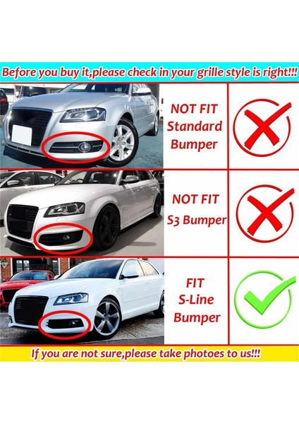 1 Çift Araba Ön Tampon Sis Fiş Izgarası Audi A3 8p S-Line 2009-2012 Sis Lambası Balyomb Grille Kapakları (Yurt Dışından) fiyatları