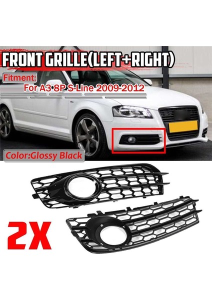 1 Çift Araba Ön Tampon Sis Fiş Izgarası Audi A3 8p S-Line 2009-2012 Sis Lambası Balyomb Grille Kapakları (Yurt Dışından) modelleri