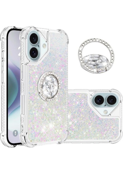 Halka Kickstand Halka Kickstand Köpüklü Kum ile IPhone 16 Telefon Kılıfı (Yurt Dışından)