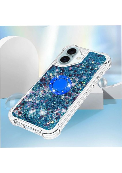 Halka Kickstand Halka Kickstand Köpüklü Kum ile IPhone 16 Telefon Kılıfı (Yurt Dışından) modelleri