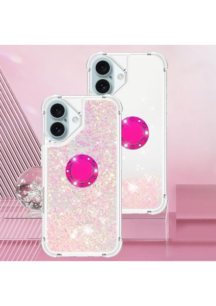 Halka Kickstand Halka Kickstand Köpüklü Kum ile IPhone 16 Telefon Kılıfı (Yurt Dışından) modelleri