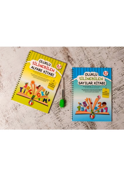 Oluklu Silinebilen Yazı Kitabı Seti (Alfabe + Sayılar) | Kabartmalı Yaz-Sil Eğitim Seti, Sihirli Kalemli, Okul Öncesi Harf ve Rakam Öğrenme, 3–7 Yaş