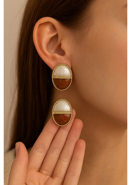 Oval Taş Detaylı Küpe – Gold Çerçeveli Şık ve Zarif Tasarım, Günlük & Özel Gün Kadın Küpe fiyatları