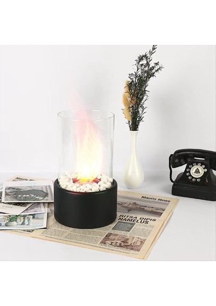 Alkol Şömine Işığı, Paslanmaz Çelik Cam Gerçek Ateş Isıtma, Yuvarlak Cam Süslemeler, Atmosfer Açık Siyah S (Yurt Dışından) fiyatları