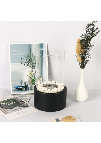 Alkol Şömine Işığı, Paslanmaz Çelik Cam Gerçek Ateş Isıtma, Yuvarlak Cam Süslemeler, Atmosfer Açık Siyah S (Yurt Dışından) modelleri