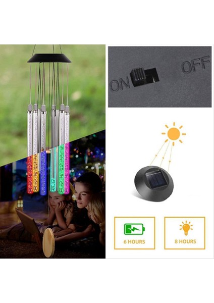 Güneş LED Rüzgar Zil Işığı Çeşitli Renkler Açık Açık Su Geçirmez Asılı Tüp Kolye Lambası (Yurt Dışından) indirimleri