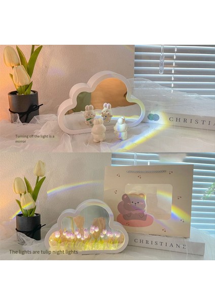 Dıy Bulut Lale LED Gece Işık Kız Yatak Odası Süsleri Fotoğraf Çerçeve Ayna Masa Lambaları Başucu El Yapımı, C (Yurt Dışından) fiyatları