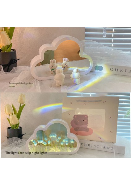 Dıy Bulut Lale LED Gece Işık Kız Yatak Odası Süsleri Fotoğraf Çerçeve Ayna Masa Lambaları Başucu El Yapımı, C (Yurt Dışından) modelleri