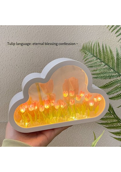 Dıy Bulut Lale LED Gece Işık Kız Yatak Odası Süsleri Fotoğraf Çerçeve Ayna Masa Lambaları Başucu El Yapımı, C (Yurt Dışından) indirimleri