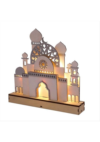 C Ahşap Eid Mübarek LED Gece Işık Müslüman Ramazan Dekoru Ev Islam Müslüman Partisi Mübarek Dekor Parti Malzemeleri (Yurt Dışından)