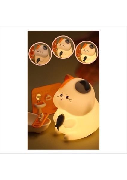 Sevimli Silikon Kedi Gecesi Işık Dimmable Kreş Uyku Işığı Kawaii Kablosuz Dokunmatik Işık Çocuklar Odası Dekor B (Yurt Dışından) modelleri