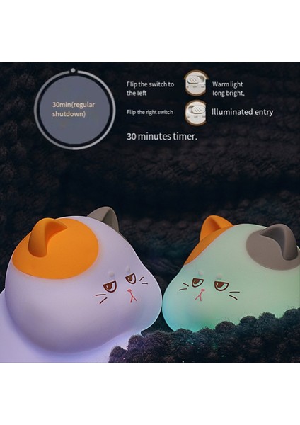 Sevimli Silikon Kedi Gecesi Işık Dimmable Kreş Uyku Işığı Kawaii Kablosuz Dokunmatik Işık Çocuklar Odası Dekor B (Yurt Dışından) fırsatları