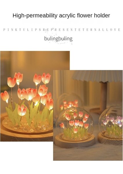 Lale Gece Işık El Yapımı Diy Lale Kız Oturma Odası Gece Işık Masaüstü Işık Romantik Ortam Lamba-Moral (Yurt Dışından)