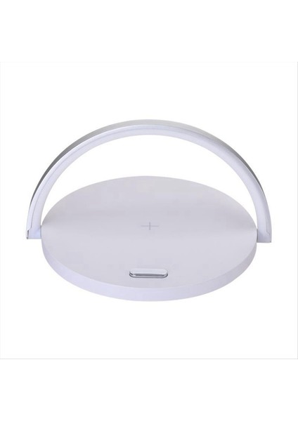 Yuvarlak Dokunlu Küçük Masa Lambası Çok Fonksiyonlu Kablosuz Şarj Cep Telefonu Tutucu Beyaz (Yurt Dışından)