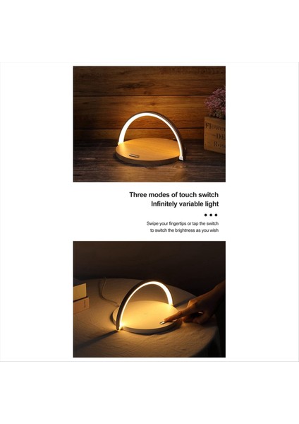 Yuvarlak Dokunlu Küçük Masa Lambası Çok Fonksiyonlu Kablosuz Şarj Cep Telefonu Tutucu Beyaz (Yurt Dışından) indirimleri