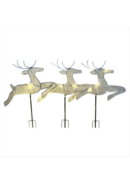 3pcs Noel Açık Dekorasyon Işıkları Işıklı Dekorasyonlar 2d Ren Geyiği Açık Çim Yürge Süslemeleri Işık (Yurt Dışından)