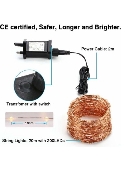 Güneş Enerjili Işıklar 200&#39;Ü Açık Noel Aydınlatması Için Peri Işıkları Avluya Sokak Bahçe Dekor 20M Uk Fiş (Yurt Dışından) fırsatları