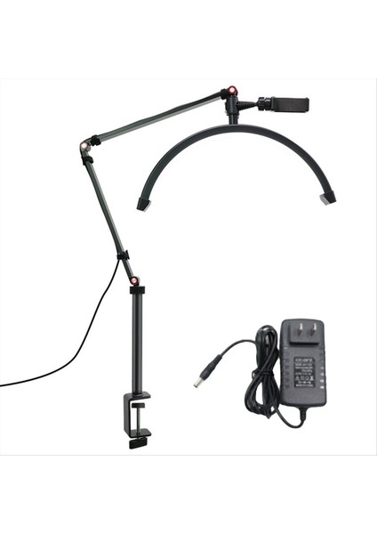 20W 16INCH U Şeklinde LED Yarım Ay Güzellik Lambası Yüzük Kaş Dövme Güzellik Salon Kirpik Uzatma Lambası Siyah Abd Fiş (Yurt Dışından)