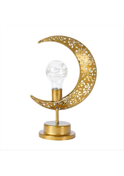 Demir Ay Yuvarlak Top Müslüman Stil Modelleme Lambası Dekoratif Yatak Odası Tatil Masa Atmosfer Lamba B (Yurt Dışından)