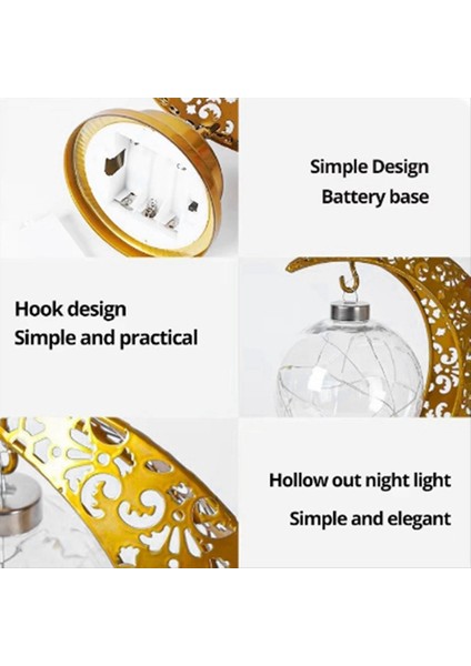 Demir Ay Yuvarlak Top Müslüman Stil Modelleme Lambası Dekoratif Yatak Odası Tatil Masa Atmosfer Lamba B (Yurt Dışından) fiyatları