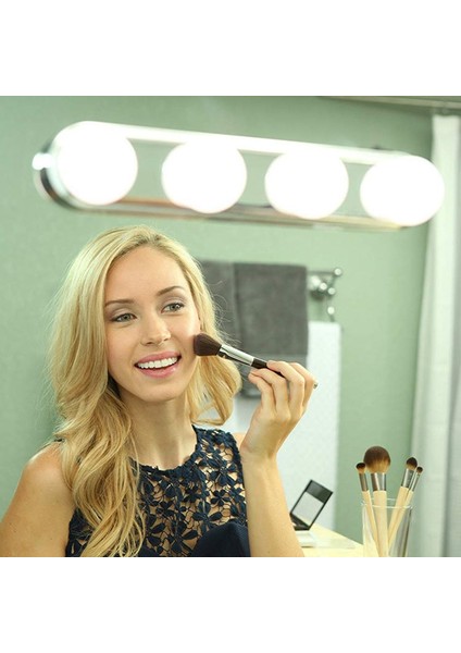 2 Adet 4 Ampul Yumruksuz LED Ayna Makyaj Montajı Vantuz Vanası Vanity Pille Çalışan Banyo Duvar Lambası (Yurt Dışından) modelleri