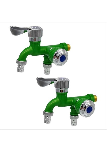 2pcs 2 Yollu Musluk Musluk Ayırıcı Bahçe Hortum Splitter Su Spigot Splitter, Açık Çift Musluklar Su Musluk, Yeşil (Yurt Dışından)