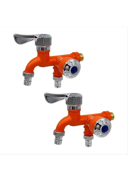 2pcs 2 Yollu Musluk Musluk Ayırıcı Bahçe Hortum Splitter Su Spigot Splitter, Açık Çift Musluklar Su Musluk, Turuncu (Yurt Dışından)