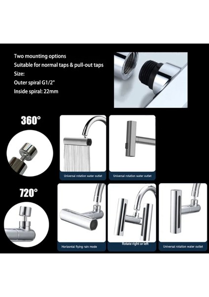 1 Adet Gerçek Şelale Mutfak Musluk Uzatma Adaptörü 720 ° Döner 4mode Çok Fonksiyonlu Şelale Basınçlı Bubbler, A (Yurt Dışından)