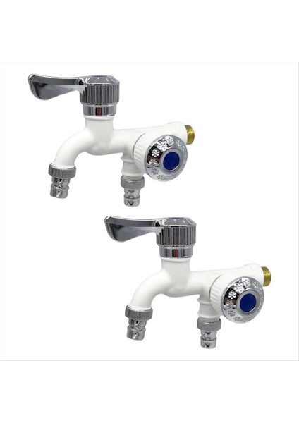 2pcs 2 Yollu Musluk Musluk Ayırıcı Bahçe Hortum Splitter Su Spigot Splitter, Açık Çift Musluklar Su Musluk, Beyaz (Yurt Dışından)
