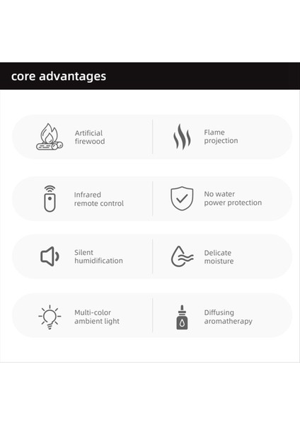 Alev Aroma Difüzör Şömine Esansiyel Yağ Difüzör Hava Nemlendiricisi Gerçekçi Ateş Gecesi Işığı ile Serin Sis Farkı (Yurt Dışından) modelleri