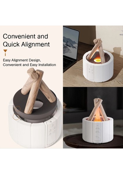 Simüle Edilmiş Alev Difüzör Şenlik Ateşi Hava Nemlendiricisi Ultrasonik Serin Sis Yapıcı Sisli LED Uçucu Yağ Lambası Difüsör, Beyaz (Yurt Dışından) fırsatları