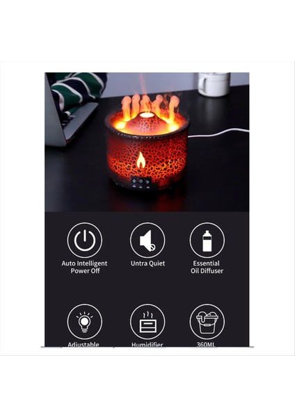 Duman Halkası Volkanik Alev Difüzör 360ML Aromaterapi Esansiyel Yağ Difüzör Hava Nemlendiricisi Noel Si (A) Ab Fişi (Yurt Dışından) fiyatları