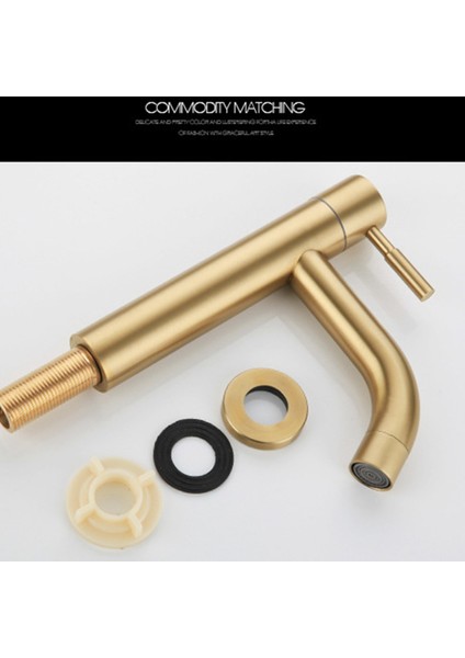 Fırça Altın Tek Tek Soğuk Havza Musluğu 304 Malzeme Havzası Banyo Lavabo Musluğu Su Yıkama Mikseri Tap-A (Yurt Dışından) indirimleri