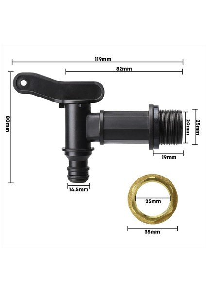 3/4in Su Poposu Musluk Plastik Çırpınan Hosepipe Yağmur Varil Su Izmaritleri Bsp Iplik Yedek Su Pirinç Somun ile Musluk (Yurt Dışından) modelleri